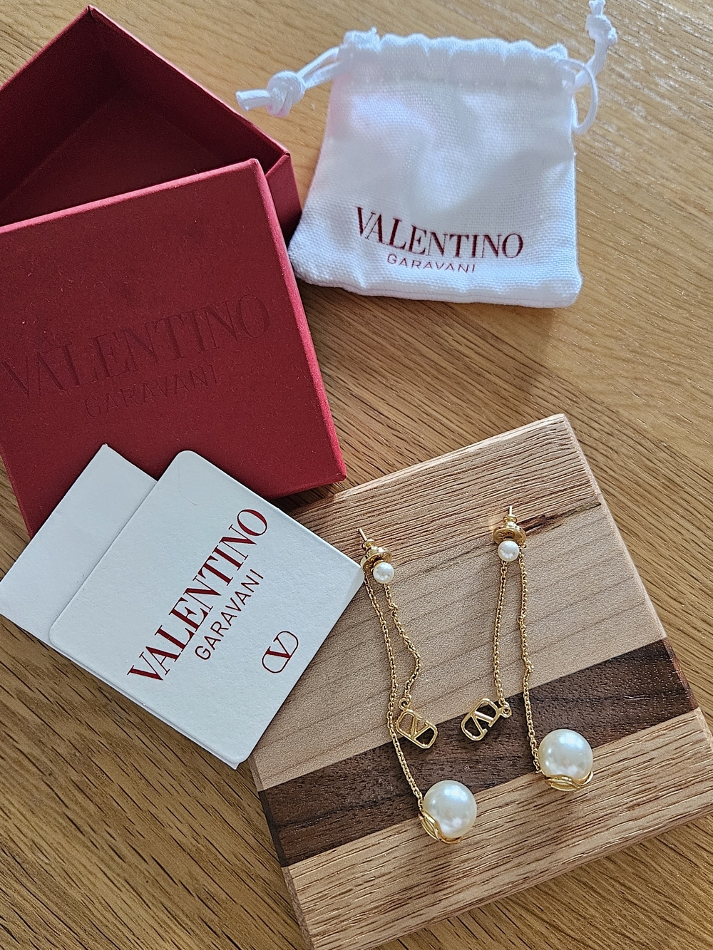 Valentino Garavani Gold & Pearl Drop Earrings - Gold